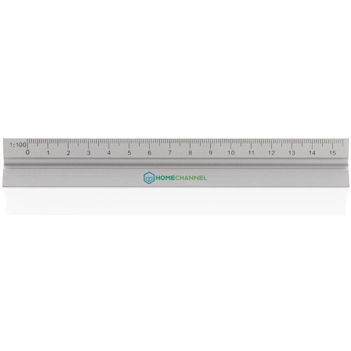 Aluminium driehoekige liniaal 15 cm zilver