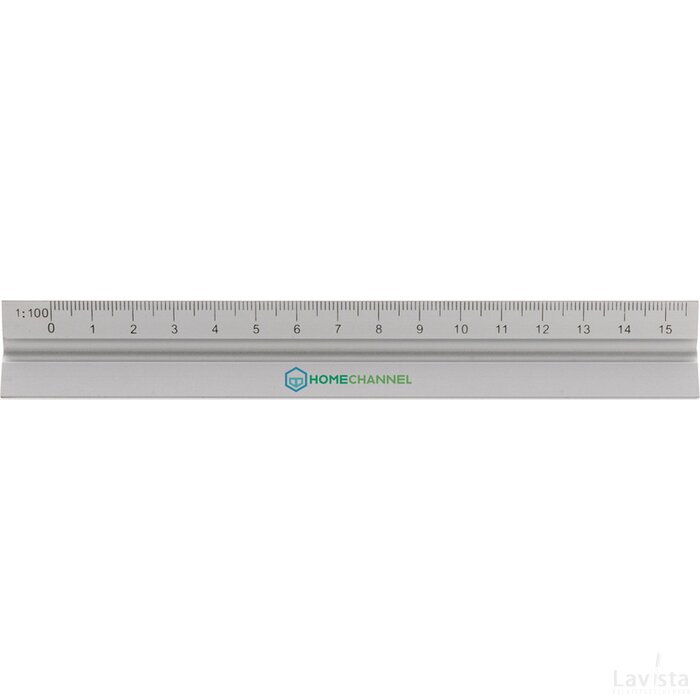 Aluminium driehoekige liniaal 15 cm zilver