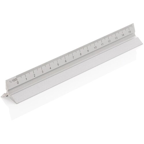 Aluminium driehoekige liniaal 15 cm zilver