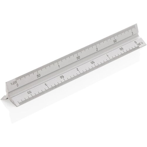 Aluminium driehoekige liniaal 15 cm zilver