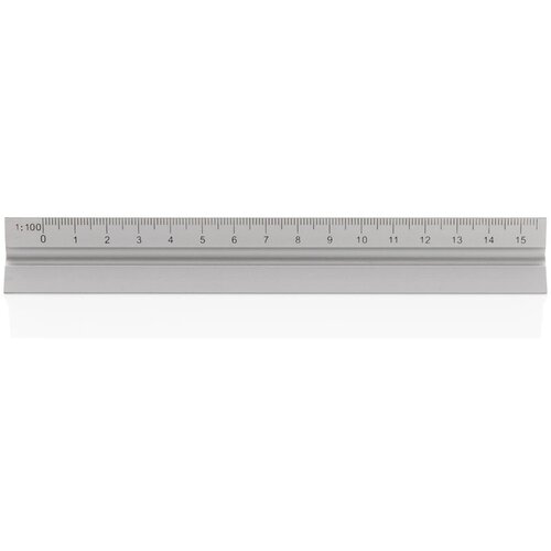 Aluminium driehoekige liniaal 15 cm zilver