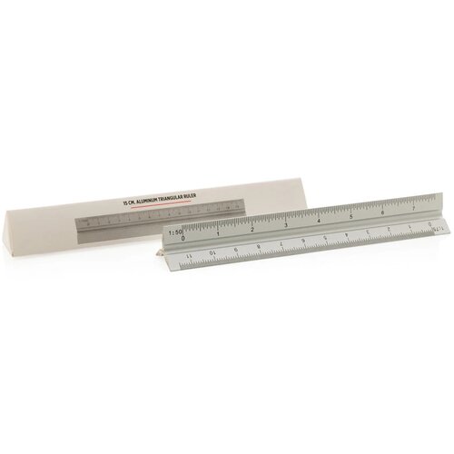 Aluminium driehoekige liniaal 15 cm zilver