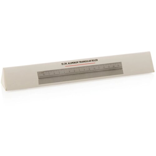 Aluminium driehoekige liniaal 15 cm zilver