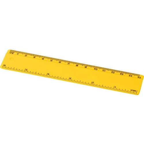 Refari liniaal van 15 cm van gerecycled plastic Geel