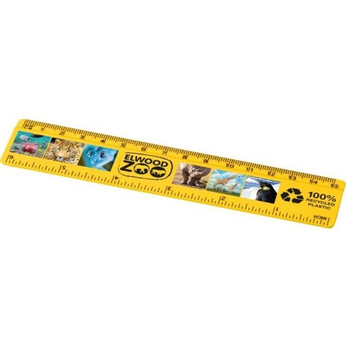 Refari liniaal van 15 cm van gerecycled plastic Geel