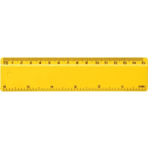 Refari liniaal van 15 cm van gerecycled plastic Geel