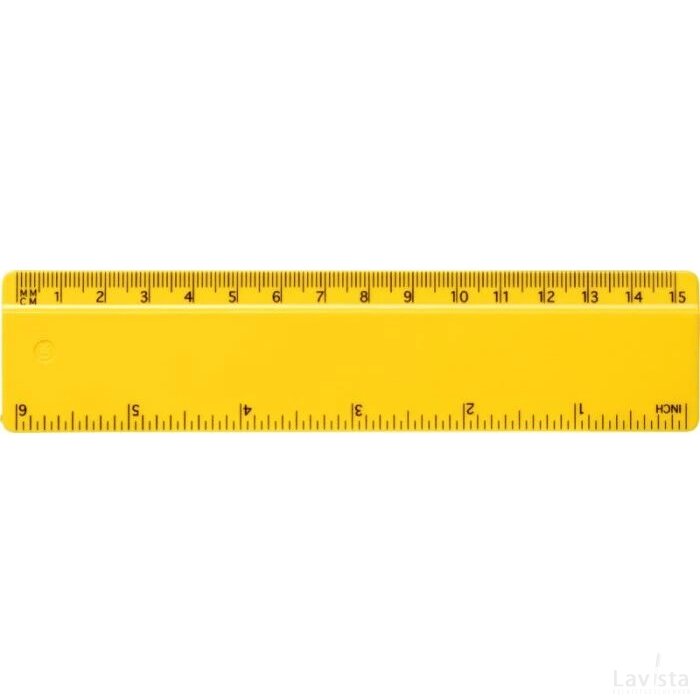 Refari liniaal van 15 cm van gerecycled plastic Geel