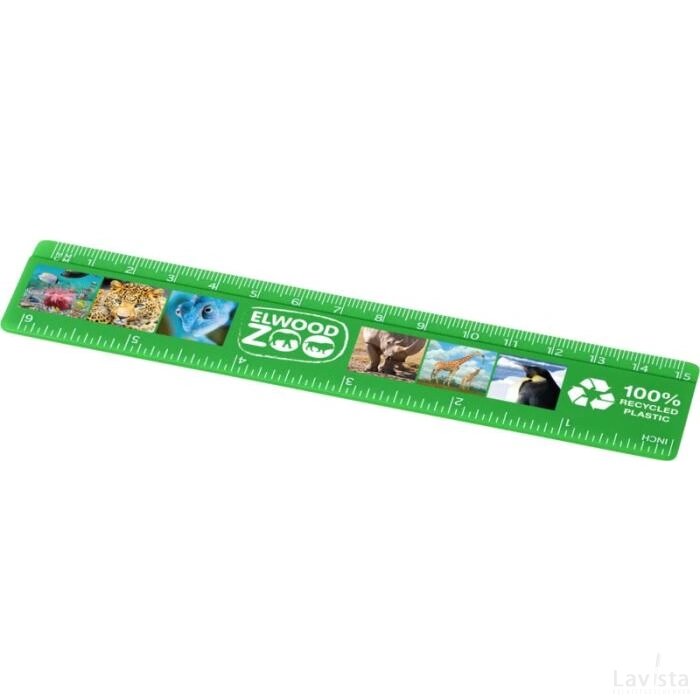 Refari liniaal van 15 cm van gerecycled plastic Groen