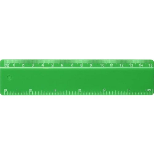 Refari liniaal van 15 cm van gerecycled plastic Groen