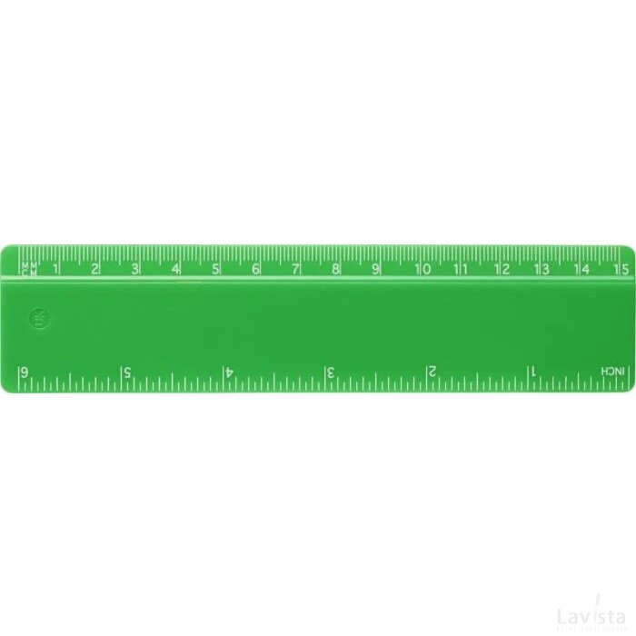 Refari liniaal van 15 cm van gerecycled plastic Groen