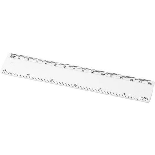 Refari liniaal van 15 cm van gerecycled plastic Wit