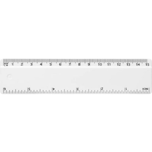Refari liniaal van 15 cm van gerecycled plastic Wit