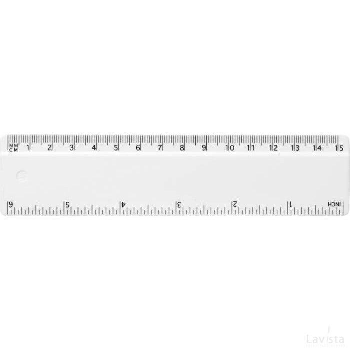 Refari liniaal van 15 cm van gerecycled plastic Wit