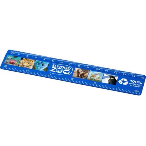 Refari liniaal van 15 cm van gerecycled plastic Blauw
