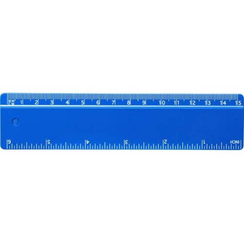 Refari liniaal van 15 cm van gerecycled plastic Blauw