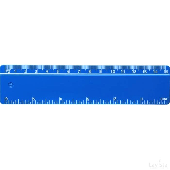 Refari liniaal van 15 cm van gerecycled plastic Blauw