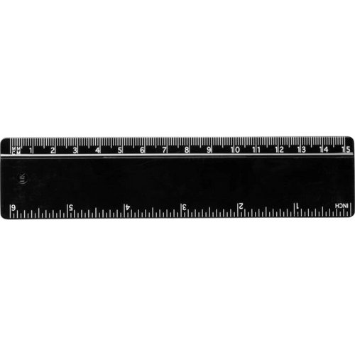 Refari liniaal van 15 cm van gerecycled plastic Zwart