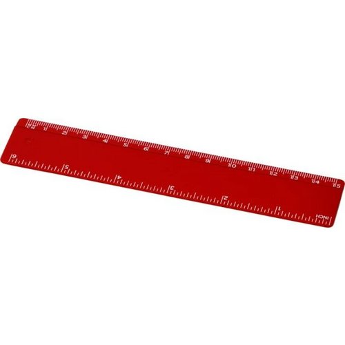 Refari liniaal van 15 cm van gerecycled plastic Rood