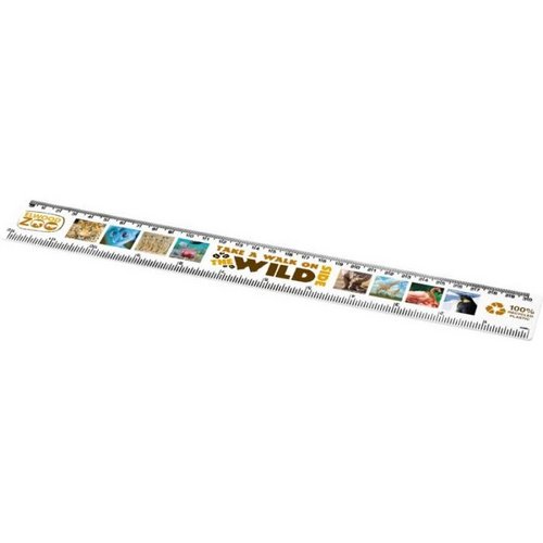 Refari liniaal van 30 cm van gerecycled plastic Wit