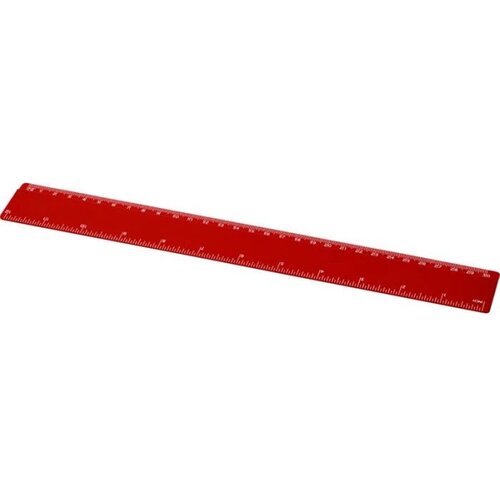 Refari liniaal van 30 cm van gerecycled plastic Rood