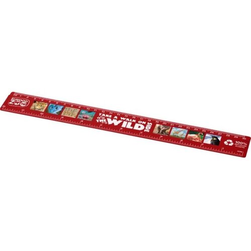 Refari liniaal van 30 cm van gerecycled plastic Rood