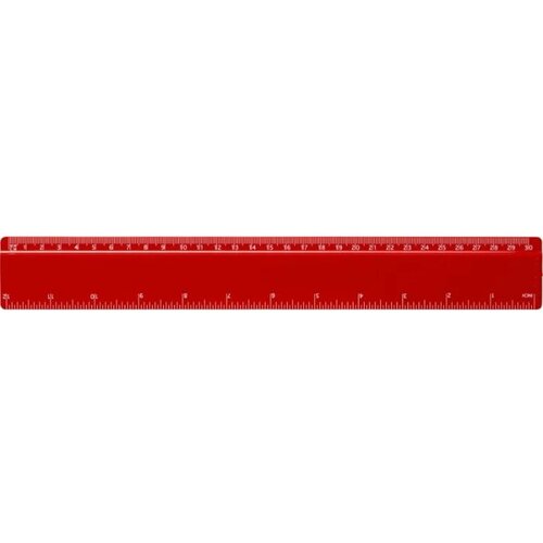Refari liniaal van 30 cm van gerecycled plastic Rood