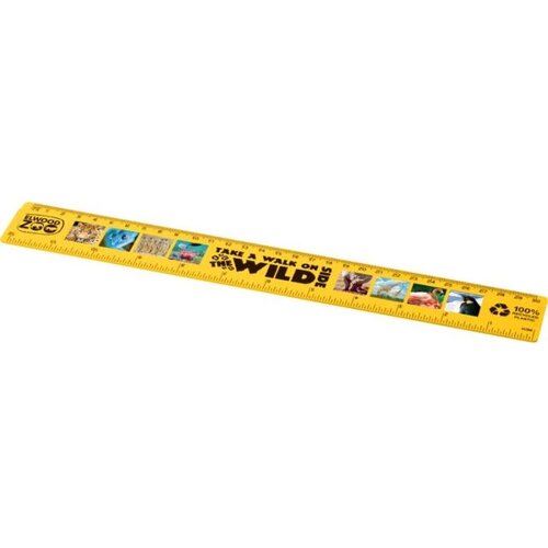 Refari liniaal van 30 cm van gerecycled plastic Geel
