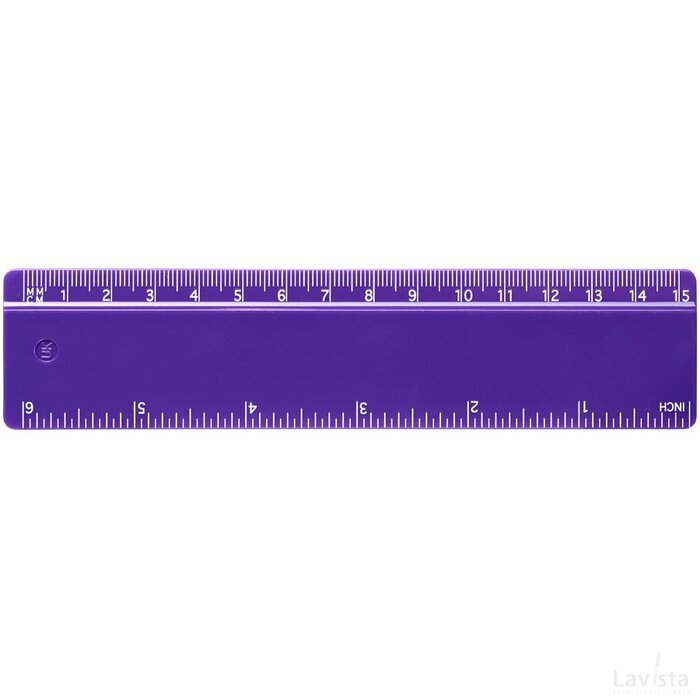 Renzo 15 cm kunststof liniaal Paars