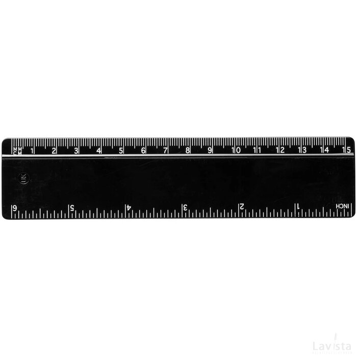 Renzo 15 cm kunststof liniaal Zwart