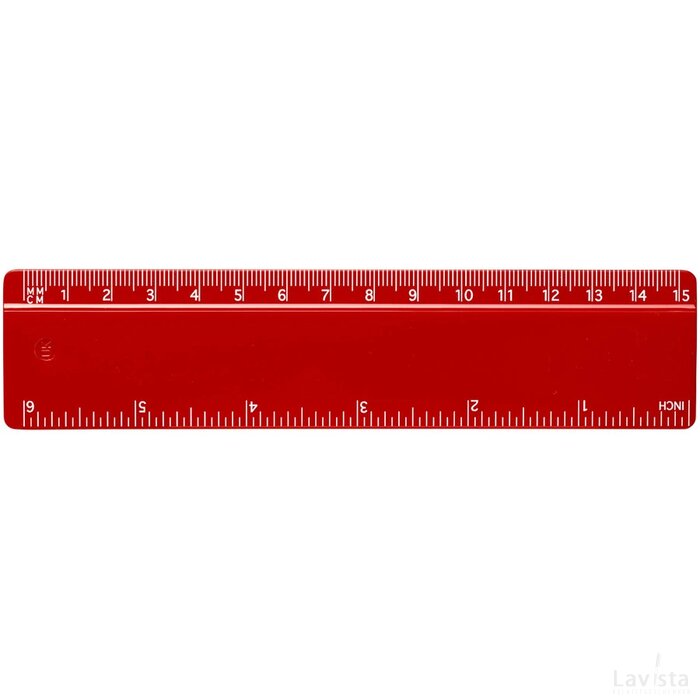 Renzo 15 cm kunststof liniaal Rood