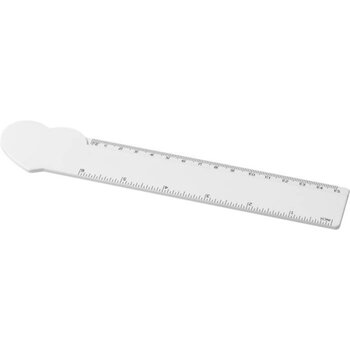 Tait hartvormige liniaal van 15 cm van gerecycled plastic Wit