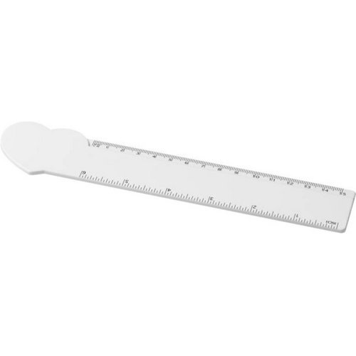 Tait hartvormige liniaal van 15 cm van gerecycled plastic Wit