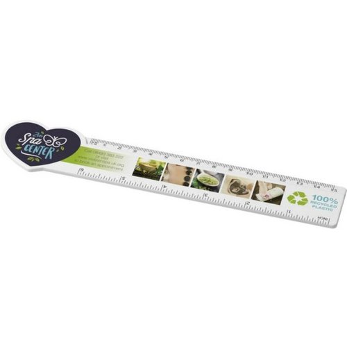 Tait hartvormige liniaal van 15 cm van gerecycled plastic Wit