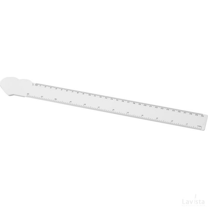 Tait hartvormige liniaal van 30 cm van gerecycled plastic Wit