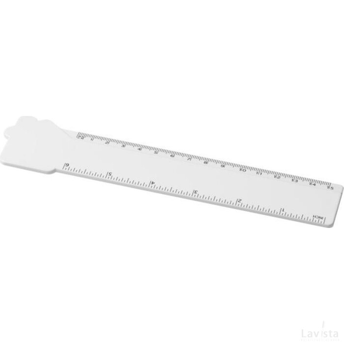 Tait liniaal van 15 cm in de vorm van een huis van gerecycled plastic Wit