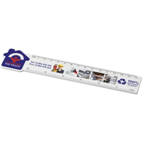 Tait liniaal van 15 cm in de vorm van een huis van gerecycled plastic Wit