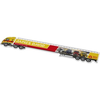 Tait liniaal van 30 cm in de vorm van een vrachtwagen van gerecycled plastic Wit
