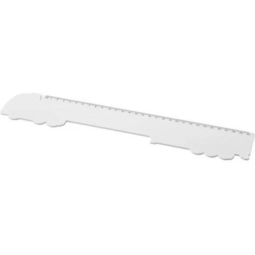 Tait liniaal van 30 cm in de vorm van een vrachtwagen van gerecycled plastic Wit