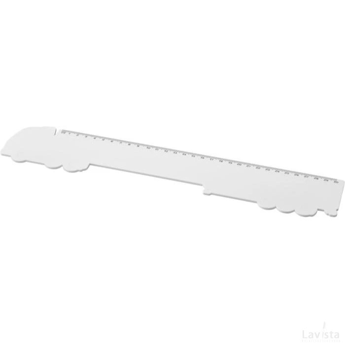 Tait liniaal van 30 cm in de vorm van een vrachtwagen van gerecycled plastic Wit