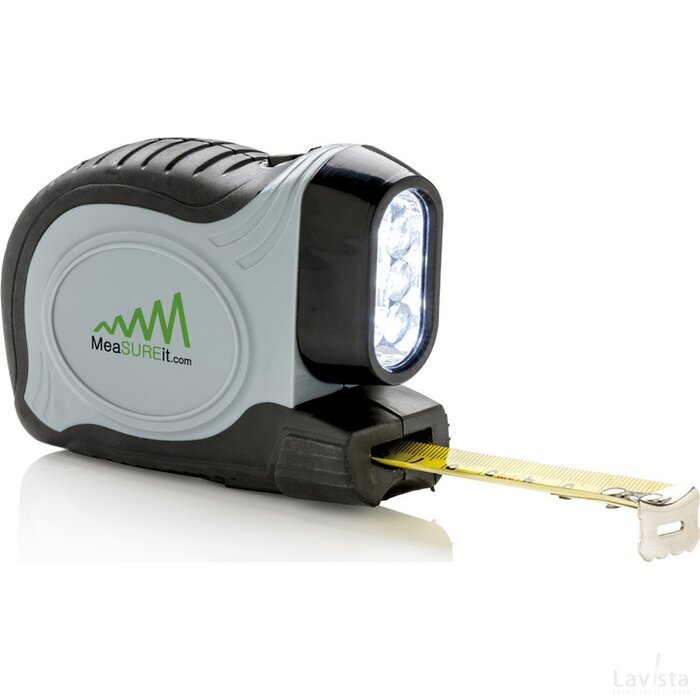 2-in-1 rolmaat 5m/19mm grijs, zwart