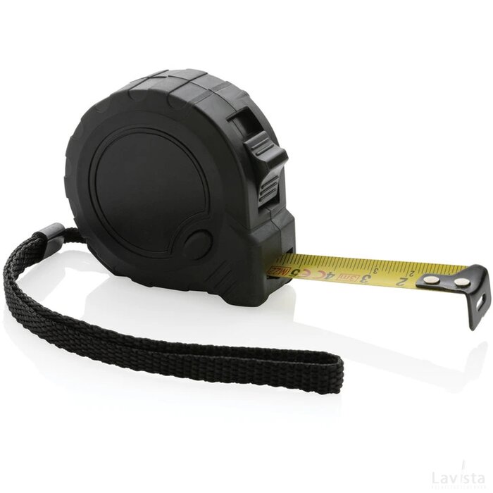 RCS gerecycled plastic 3M/16 mm rolmaat met stopknop zwart