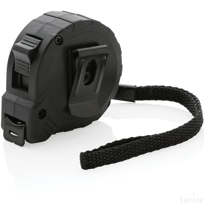 RCS gerecycled plastic 3M/16 mm rolmaat met stopknop zwart