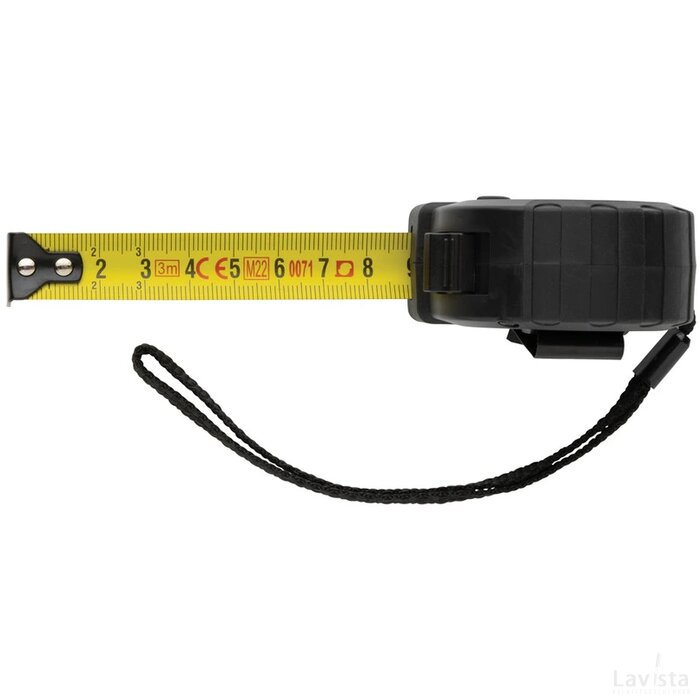 RCS gerecycled plastic 3M/16 mm rolmaat met stopknop zwart