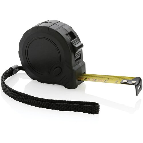 RCS gerecycled plastic 3M/16 mm rolmaat met stopknop zwart