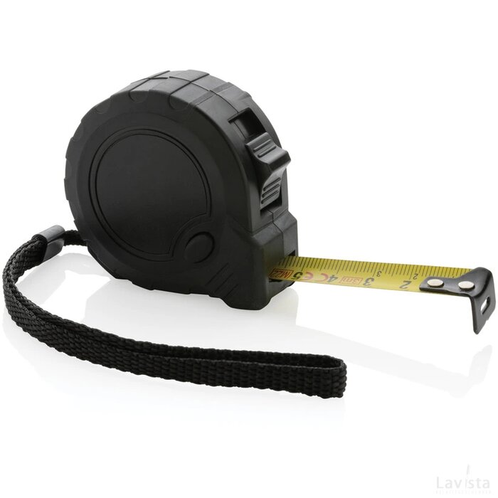 RCS gerecycled plastic 3M/16 mm rolmaat met stopknop zwart