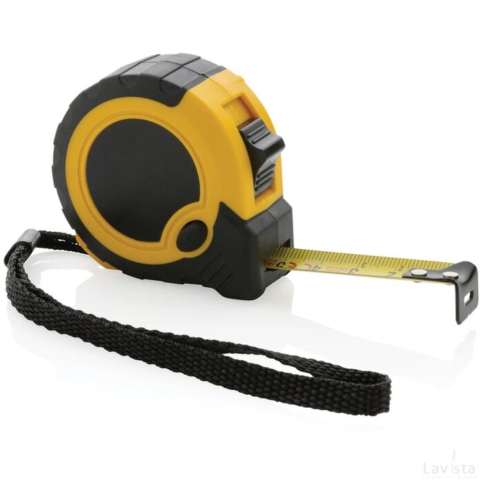 RCS gerecycled plastic 3M/16 mm rolmaat met stopknop geel, zwart