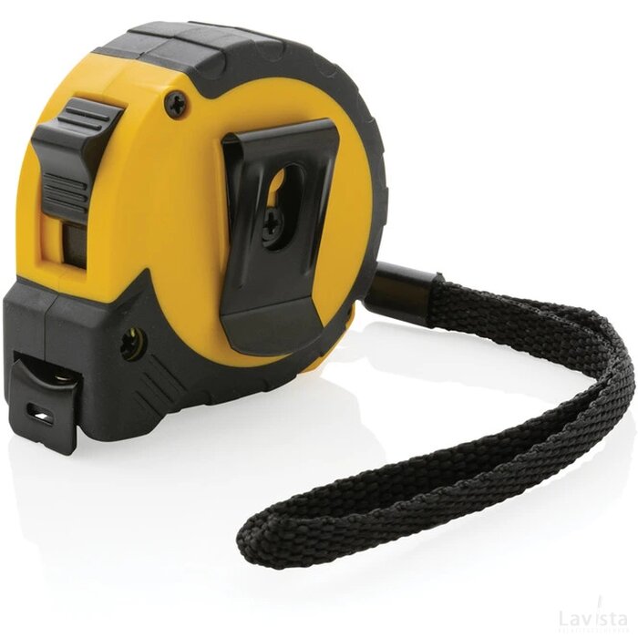 RCS gerecycled plastic 3M/16 mm rolmaat met stopknop geel, zwart