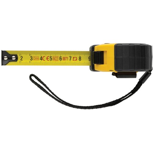 RCS gerecycled plastic 3M/16 mm rolmaat met stopknop geel, zwart