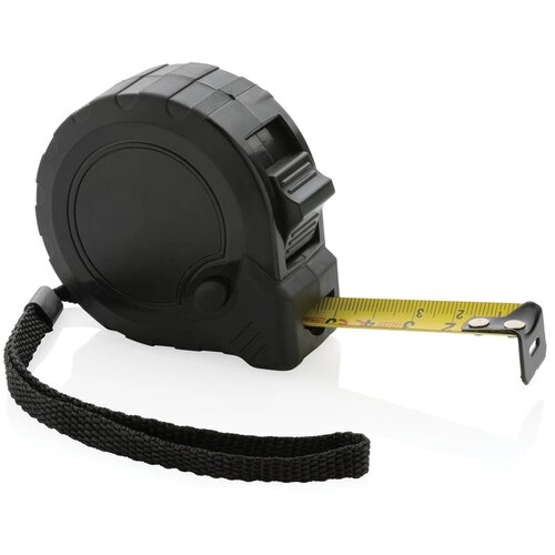 RCS gerecycled plastic 5M/19 mm rolmaat met stop knop zwart
