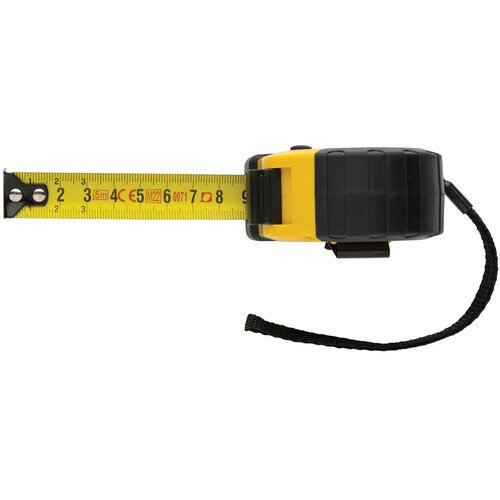 RCS gerecycled plastic 5M/19 mm rolmaat met stop knop geel, zwart